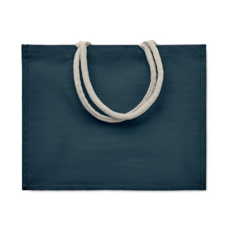 Sac Shopping Éco-responsable Personnalisé en Jute Élégant AURA Matières : jute Couleurs : bleu goodies publicitaire événementiel