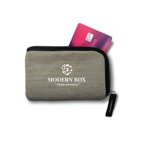 Porte-monnaie anti RFID  en rPET avec porte-carte de crédit - Personnalisé goodies publicitaire durable