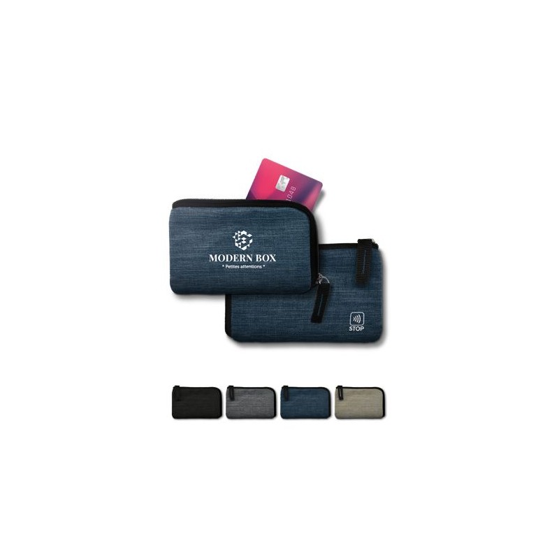 Porte-monnaie anti RFID  en rPET avec porte-carte de crédit - Personnalisé cadeau entreprise pas cher