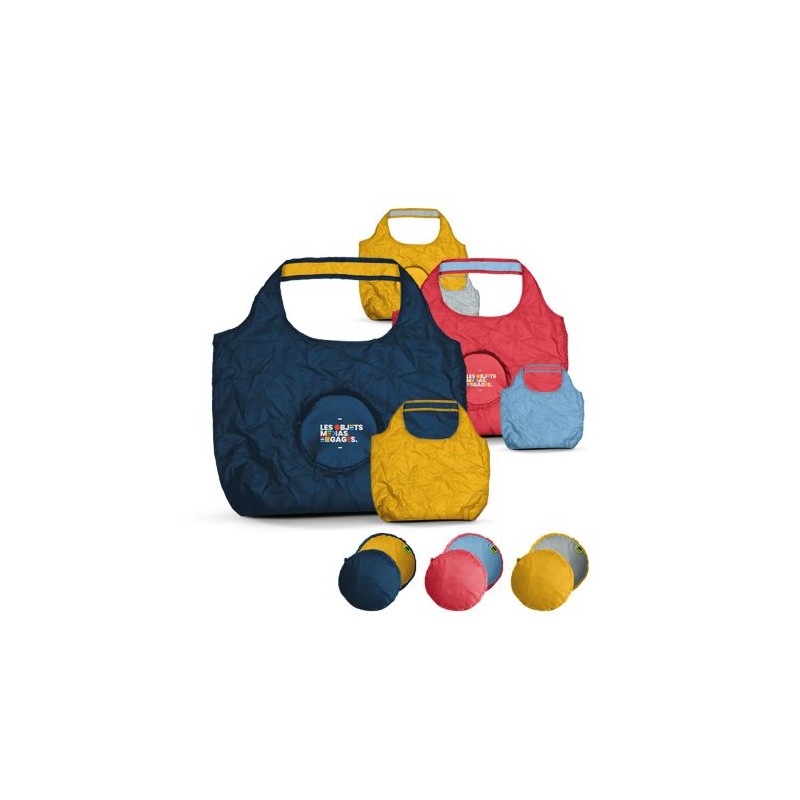 Sac Shopping Pliable Éco-responsable Bicolore 20L en rPET - Personnalisé personnalisable avec votre logo