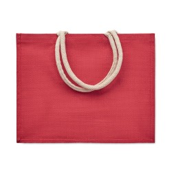 Sac Shopping Éco-responsable Personnalisé en Jute Élégant AURA Matières : jute Couleurs : rouge marquage laser ultra précis