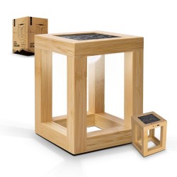 Lampe Solaire Écologique et Élégante en Bambou Personnalisée pas cher
