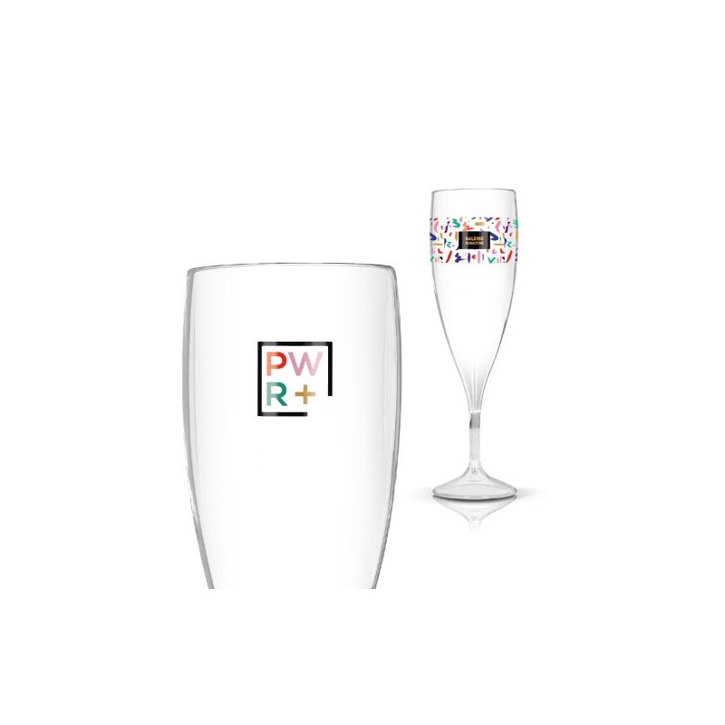 Flûte à Champagne Réutilisable en Plastique Éco-responsable Tritan 14 cl Ras Bord objet promotionnel éco-responsable