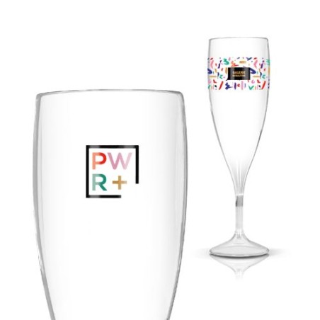 Flûte à Champagne Réutilisable en Plastique Éco-responsable Tritan 14 cl Ras Bord objet promotionnel éco-responsable