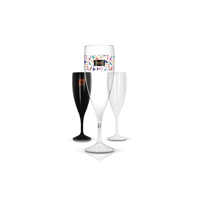 Flûte à Champagne Réutilisable en Plastique Éco-responsable Tritan 14 cl Ras Bord cadeau entreprise pas cher