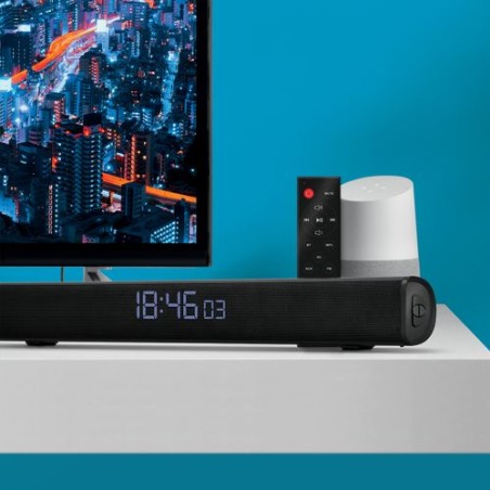 Enceinte Barre de Son Éco-responsable BT5.0 16 W (2x 8 W), Radio FM, Horloge - Son de Qualité Personnalisée goodies publicitaire