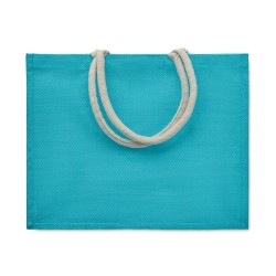 Sac Shopping Éco-responsable Personnalisé en Jute Élégant AURA Matières : jute Couleurs : turquoise impression haute définition