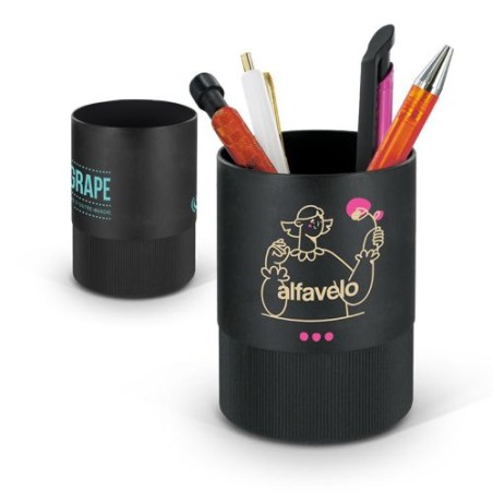 Pot à Crayons Éco-responsable en Plastique Recyclé Noir Personnalisable