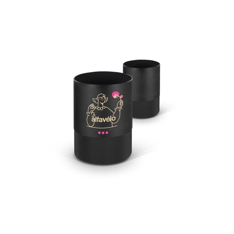 Pot à Crayons Éco-responsable en Plastique Recyclé Noir Personnalisable impression haute définition