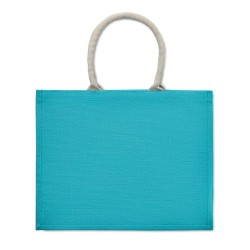 Sac Shopping Éco-responsable Personnalisé en Jute Élégant AURA Matières : jute Couleurs : turquoise cadeau collaborateur premium