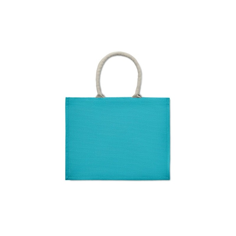 Sac Shopping Éco-responsable Personnalisé en Jute Élégant AURA Matières : jute Couleurs : turquoise cadeau collaborateur premium
