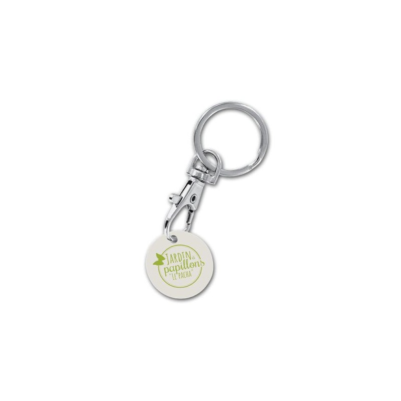 Porte-Clés Éco-responsable Mousqueton Métal avec Jeton en Bio-Composites Bioplast®