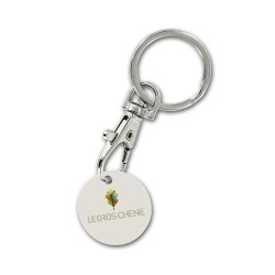 Porte-Clés Éco-responsable Mousqueton Métal avec Jeton en Bio-Composites Bioplast® cadeau entreprise pas cher