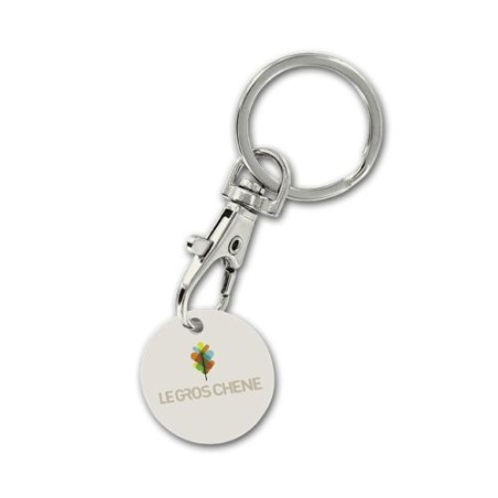 Porte-Clés Éco-responsable Mousqueton Métal avec Jeton en Bio-Composites Bioplast® cadeau entreprise pas cher