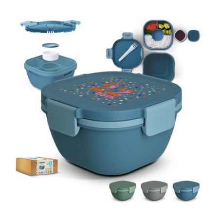 Boîte à Repas Multi-Compartiments avec Fourchette - Idéale pour vos Repas personnalisable avec votre logo