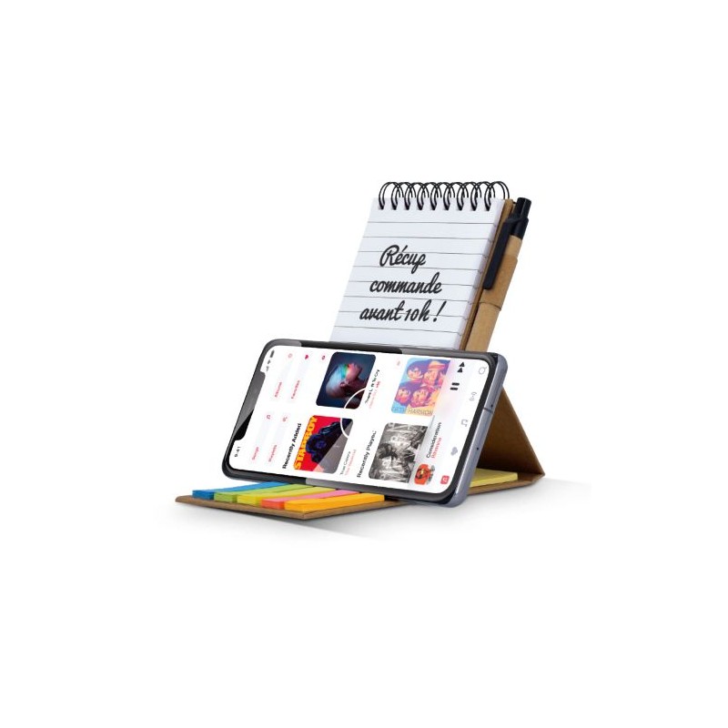 Carnet de Notes Repositionnables Éco-responsable & Support Téléphone CARNET cadeau entreprise pas cher