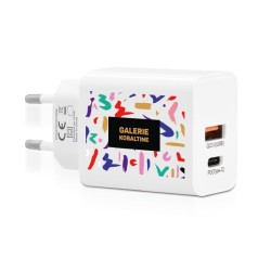 Chargeur secteur rapide 20W USB QC3.0 & Type-C PD personnalisé pas cher goodies publicitaire événementiel