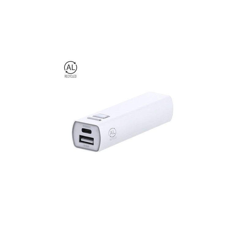 Power Bank Personnalisé Éco-responsable Pas Cher - Serdinam Matières : aluminium recyclé  Couleurs : bleu accessoire événementie