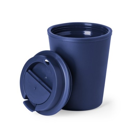 Mug Isotherme Personnalisé en Verre Thermique Holwe Couleurs : bleu marine Matières : polypropylène (PP) recyclé objet promo pet