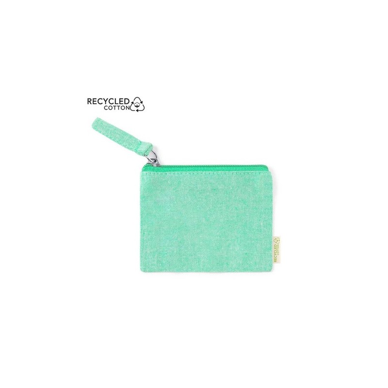 Porte Monnaie Éco-responsable Personnalisable Fontix Matières : coton recyclé Couleurs : vert personnalisation rapide en France