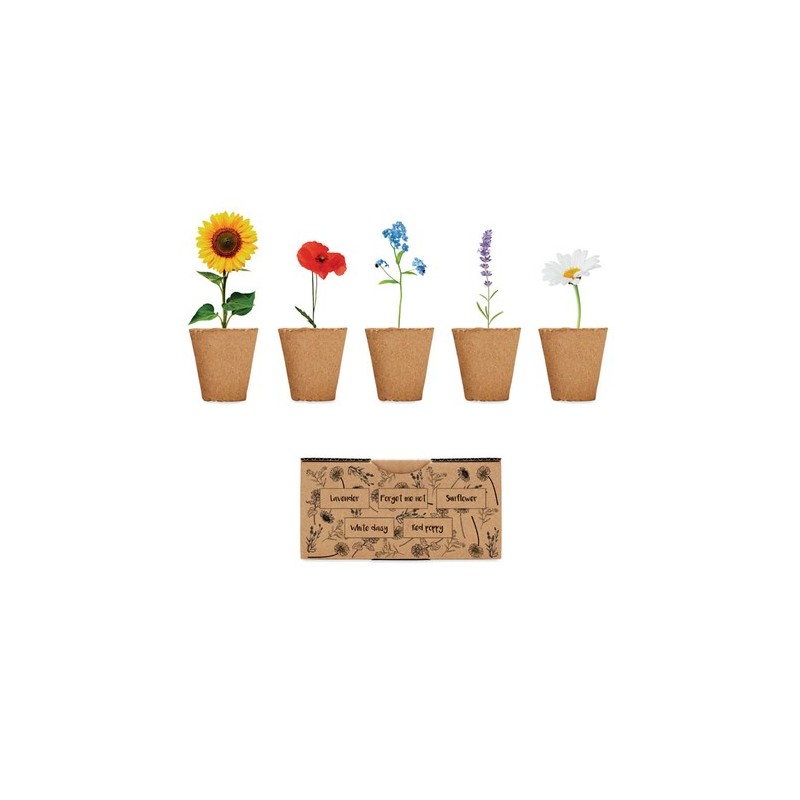 Kit de Culture de Fleurs Éco-responsable Personnalisé - FLOWERS Matières : papier Couleurs : beige