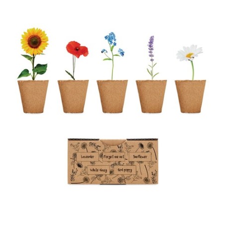 Kit de Culture de Fleurs Éco-responsable Personnalisé - FLOWERS Matières : papier Couleurs : beige