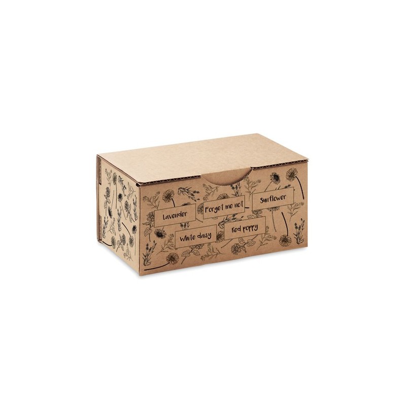 Kit de Culture de Fleurs Éco-responsable Personnalisé - FLOWERS Matières : papier Couleurs : beige personnalisable avec votre lo