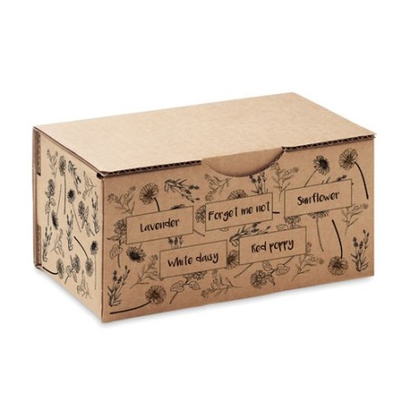 Kit de Culture de Fleurs Éco-responsable Personnalisé - FLOWERS Matières : papier Couleurs : beige personnalisable avec votre lo