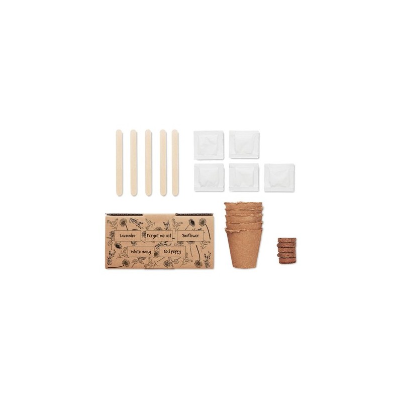 Kit de Culture de Fleurs Éco-responsable Personnalisé - FLOWERS Matières : papier Couleurs : beige cadeau entreprise pas cher