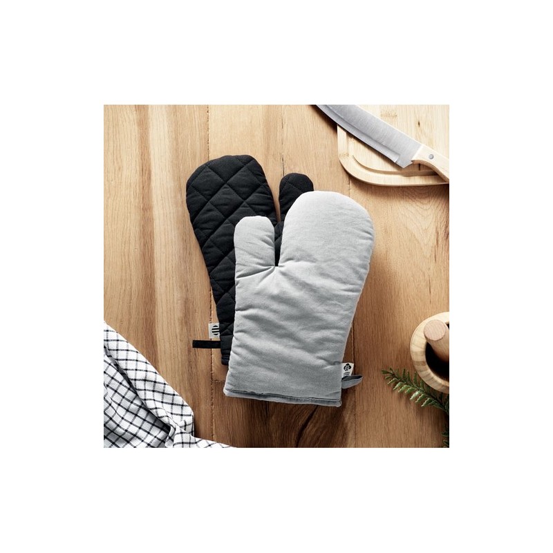 Gant de cuisine  en coton organique personnalisé NEVON Matières : coton biologique Couleurs : gris cadeau client original