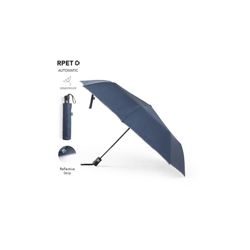 Parapluie Éco-responsable Personnalisé à Prix Abordable - Nereus Matières : PET recyclé Couleurs : bleu marine goodies publicita