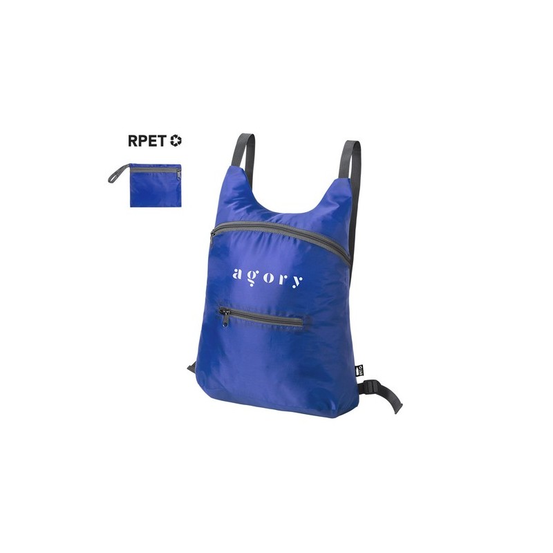 Sac à Dos Éco-responsable Pliable Personnalisé Pas Cher - Brocky Matières : PET recyclé Couleurs : noir marquage laser ultra pré