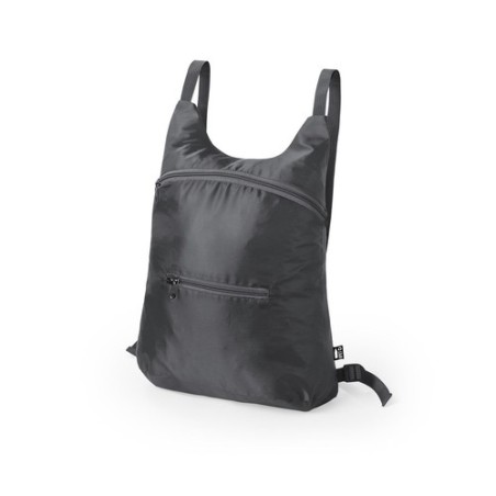 Sac à Dos Éco-responsable Pliable Personnalisé Pas Cher - Brocky Matières : PET recyclé Couleurs : noir goodies publicitaire évé