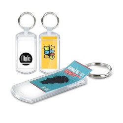 Porte-clés transparent avec porte-étiquette et anneau de 25 mm - Idéal Entreprise