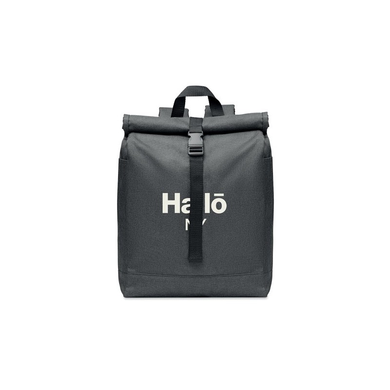 Sac à dos  600D RPET 2 tons UDINE Matières : PET recyclé Couleurs : noir marquage laser ultra précis