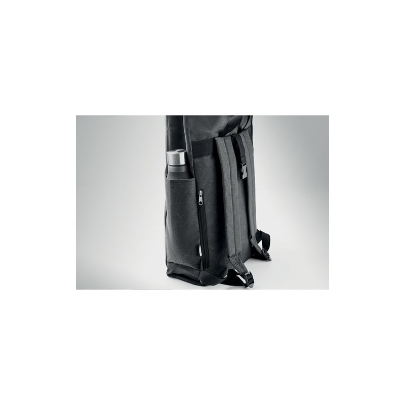 Sac à dos  600D RPET 2 tons UDINE Matières : PET recyclé Couleurs : noir livraison express 24h 48h
