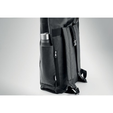 Sac à dos  600D RPET 2 tons UDINE Matières : PET recyclé Couleurs : noir livraison express 24h 48h