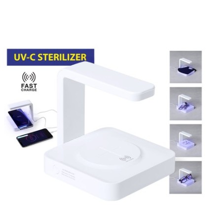 Lampe UV Stérilisatrice Éco-responsable et Chargeur Sans Fil Personnalisé - Blay Couleurs : blanc personnalisable avec votre log