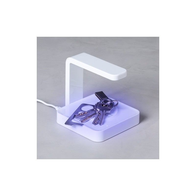 Lampe UV Stérilisatrice Éco-responsable et Chargeur Sans Fil Personnalisé - Blay Couleurs : blanc objet promotionnel éco-respons