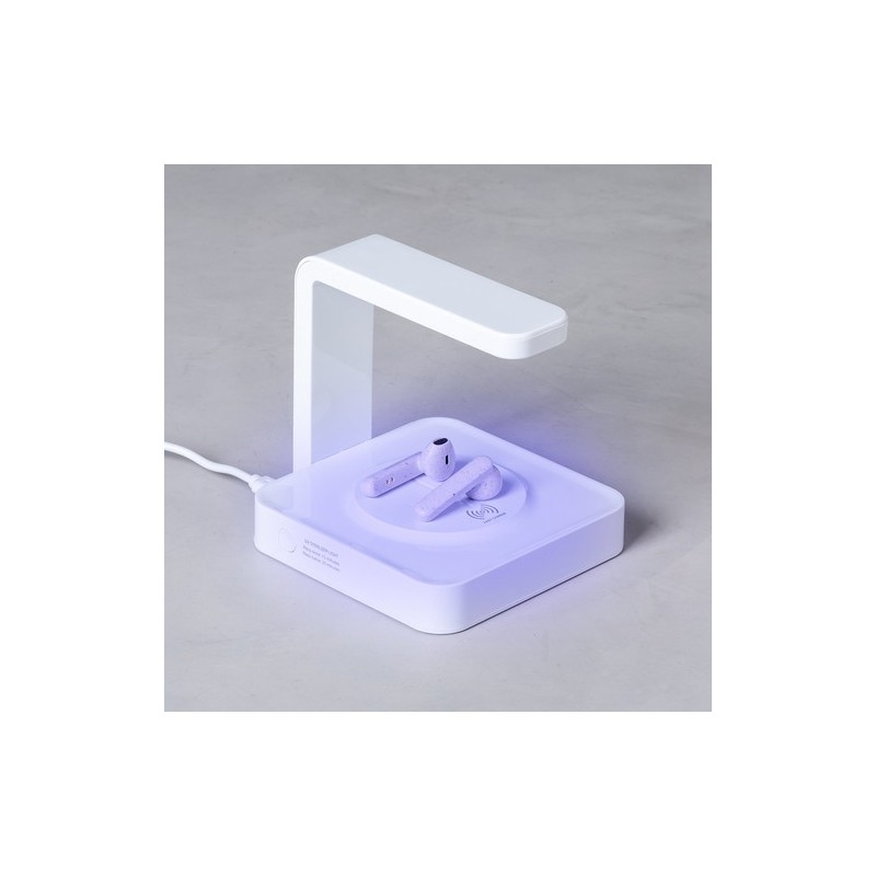 Lampe UV Stérilisatrice Éco-responsable et Chargeur Sans Fil Personnalisé - Blay Couleurs : blanc cadeau collaborateur premium