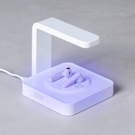 Lampe UV Stérilisatrice Éco-responsable et Chargeur Sans Fil Personnalisé - Blay Couleurs : blanc cadeau collaborateur premium