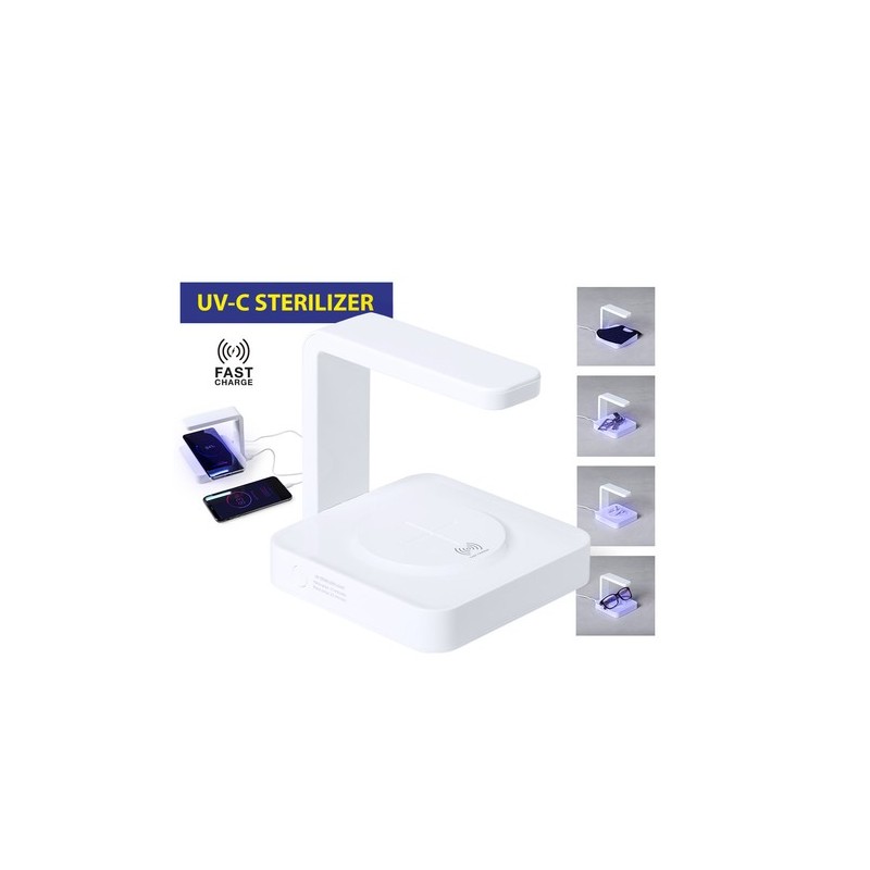 Lampe UV Stérilisatrice Éco-responsable et Chargeur Sans Fil Personnalisé - Blay Couleurs : blanc accessoire événementiel unique