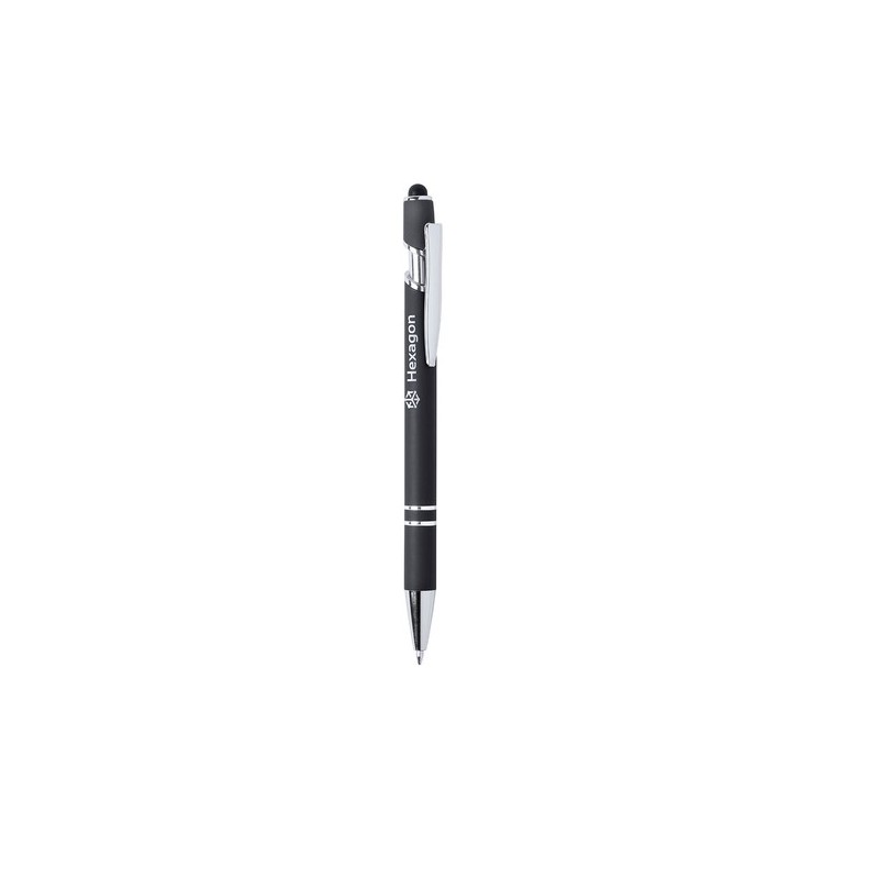Stylet bille personnalisé multifonction - Lekor Matières : caoutchouc Couleurs : noir goodies publicitaire événementiel