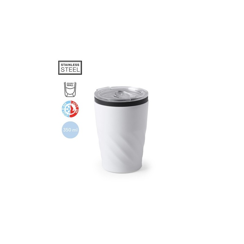 Verre isotherme personnalisé pour entreprise - Modèle Ripon Matières : acier inoxydable Couleurs : noir cadeau collaborateur pre