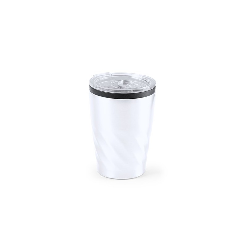 Verre isotherme personnalisé pour entreprise - Modèle Ripon Matières : acier inoxydable Couleurs : blanc impression haute défini