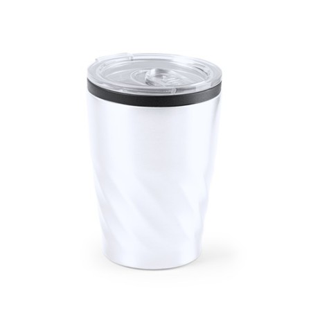 Verre isotherme personnalisé pour entreprise - Modèle Ripon Matières : acier inoxydable Couleurs : blanc impression haute défini