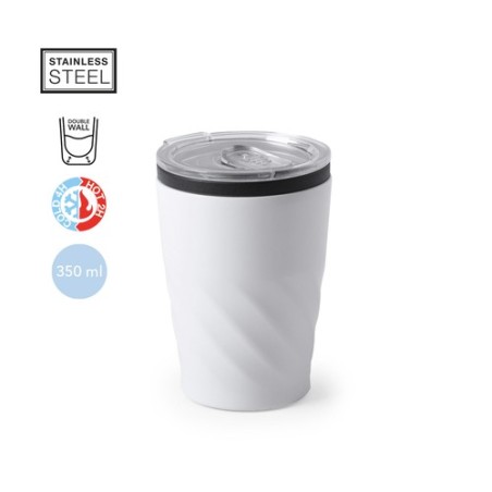 Verre isotherme personnalisé pour entreprise - Modèle Ripon Matières : acier inoxydable Couleurs : blanc livraison express 24h 4