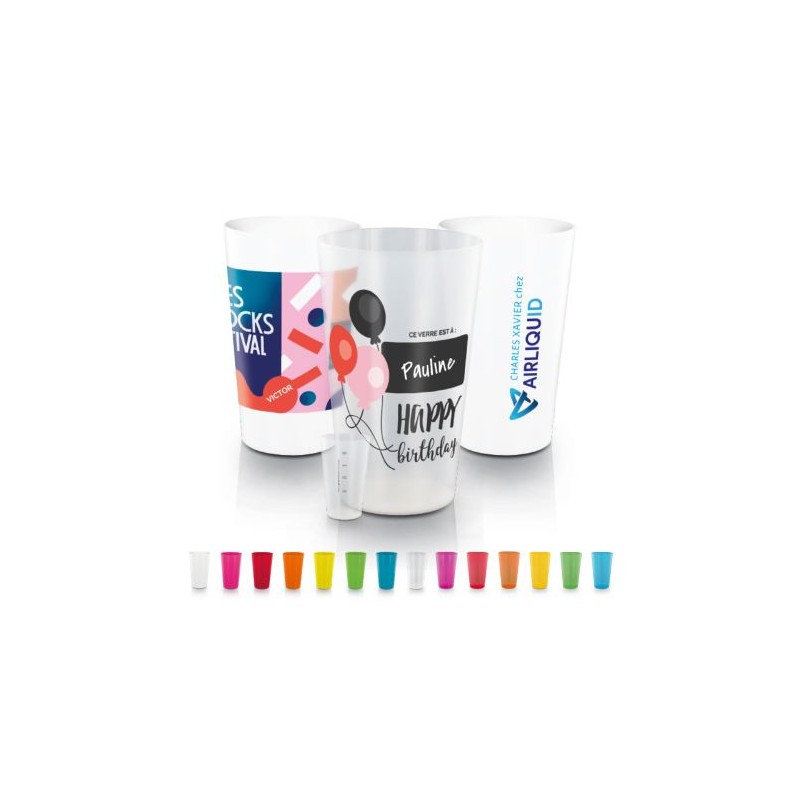 Gobelet Plastique Réutilisable 30 cl - Événements Colorés Personnalisé