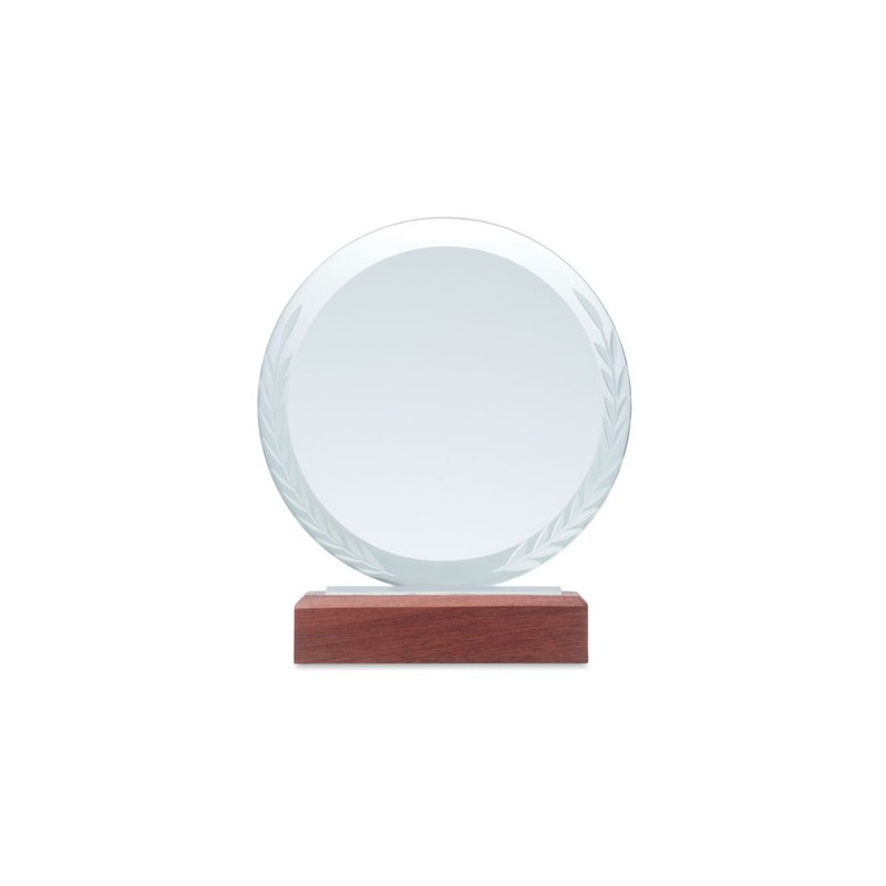 Trophée Ronde Personnalisé Élégant KEEN Matières : verre Couleurs : marron personnalisable avec votre logo