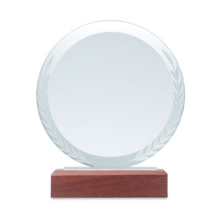 Trophée Ronde Personnalisé Élégant KEEN Matières : verre Couleurs : marron personnalisable avec votre logo